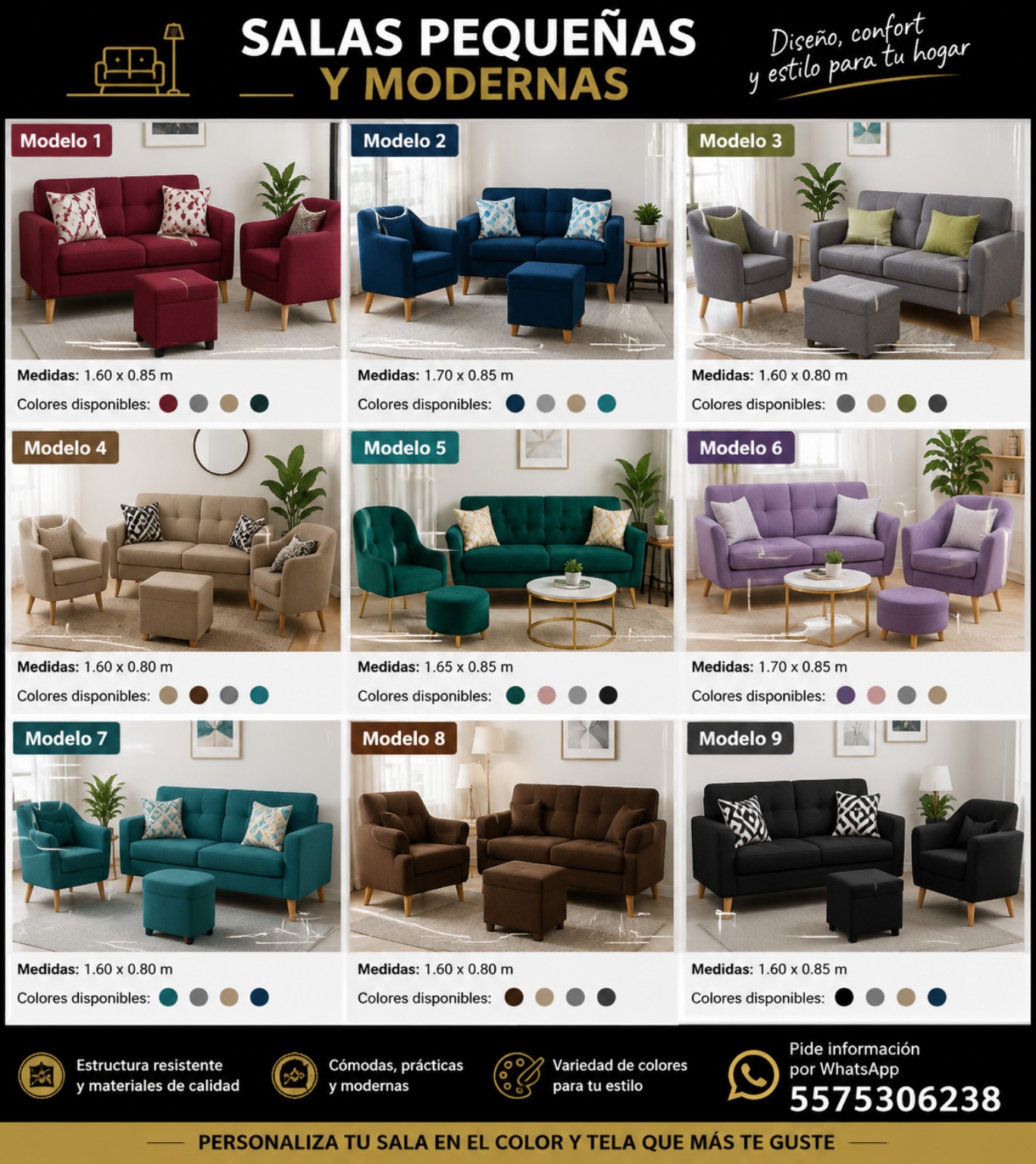 Catálogo de salas pequeñas y modernas