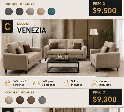 Sala Venecia beige y café